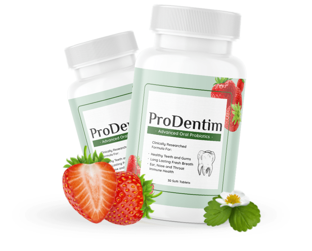 ProDentim bottles pair with strawberries